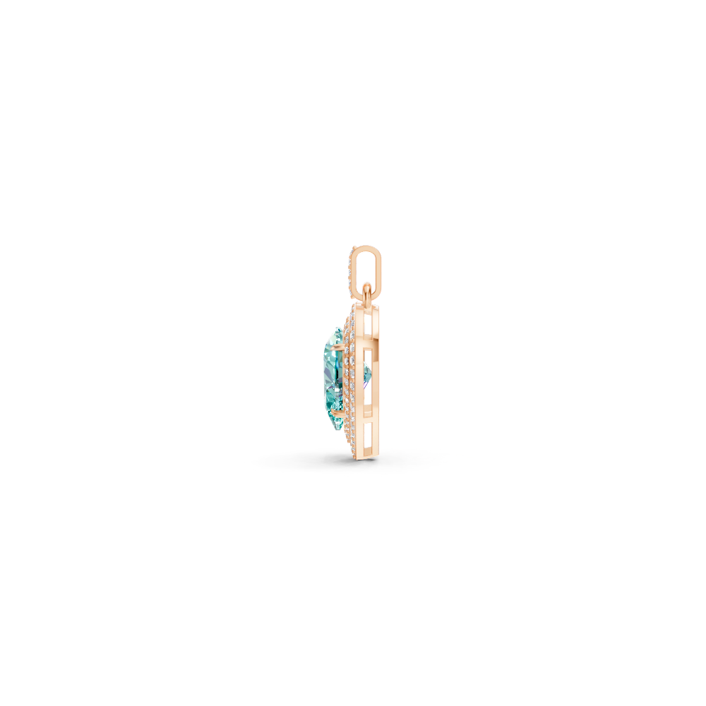 Paraiba Tourmaline Heart Double Halo Pendant