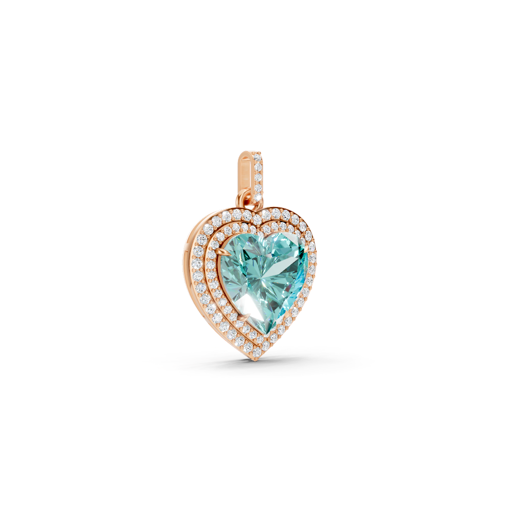 Paraiba Tourmaline Heart Double Halo Pendant