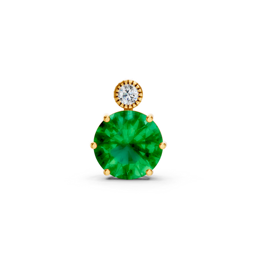 Colombian Emerald Round Pendant with Diamond Accent