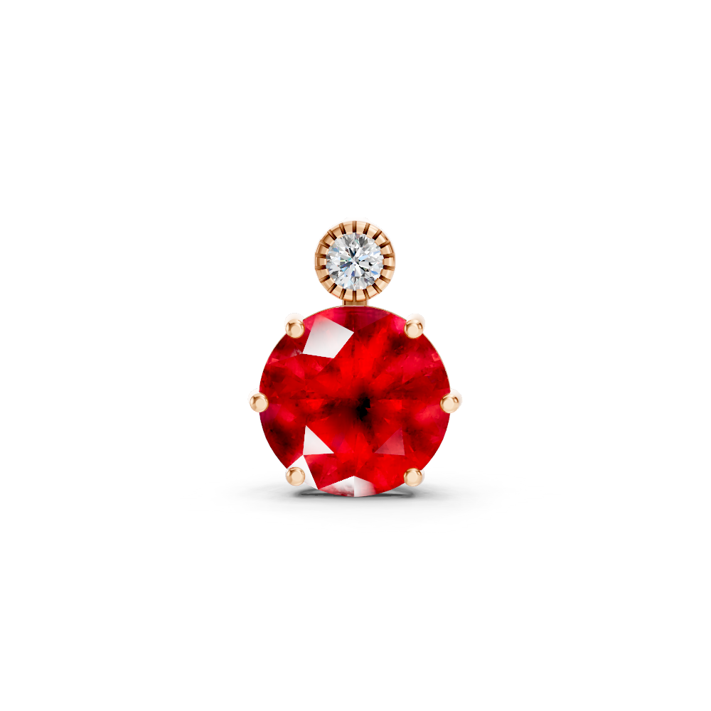 Ruby Pear Round Pendant with Diamond Accent