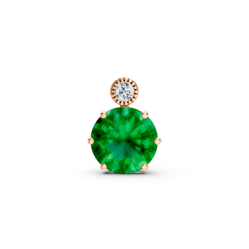 Colombian Emerald Round Pendant with Diamond Accent