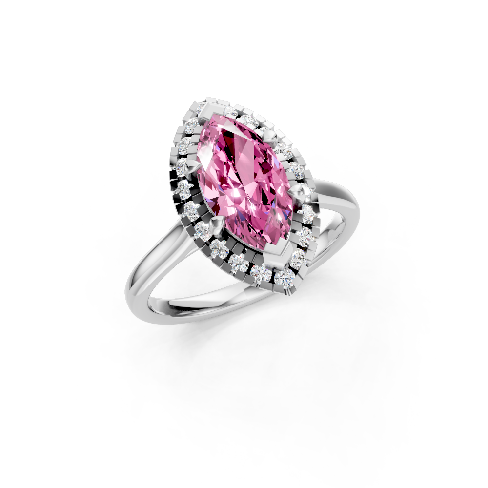 Pink Sapphire Marquise Halo Ring