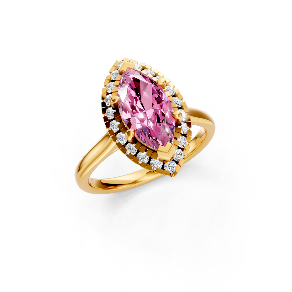 Pink Sapphire Marquise Halo Ring