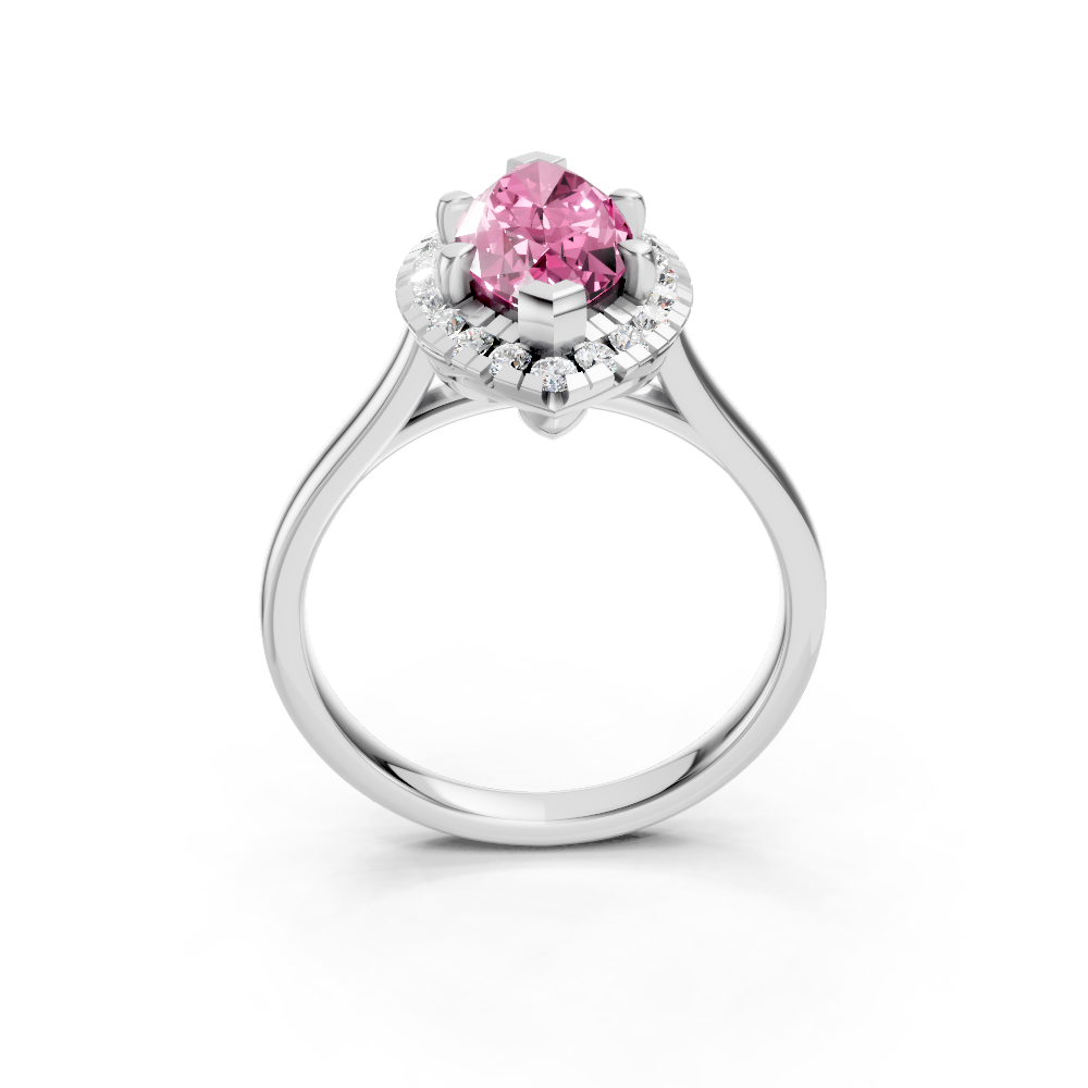 Pink Sapphire Marquise Halo Ring