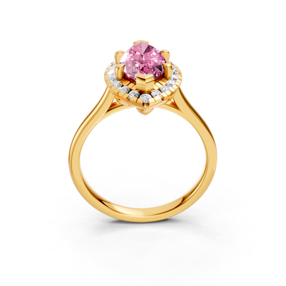 Pink Sapphire Marquise Halo Ring