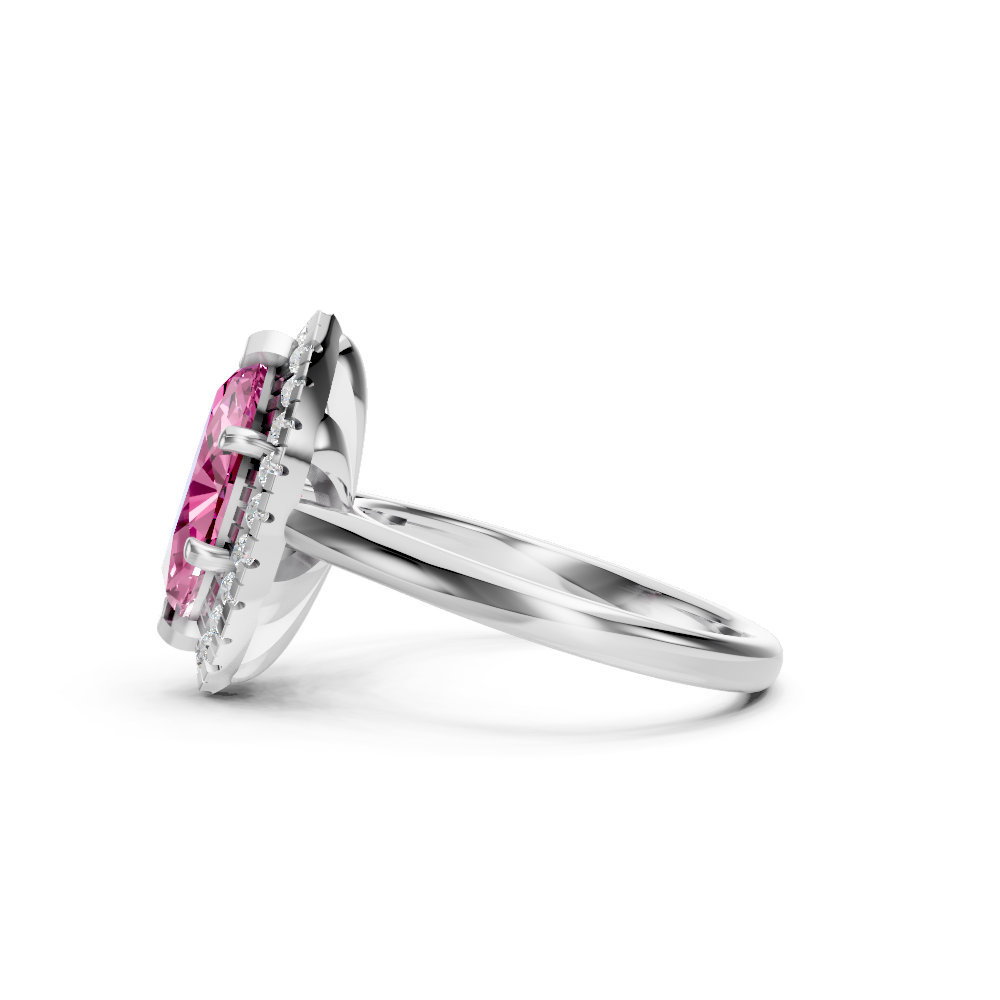 Pink Sapphire Marquise Halo Ring