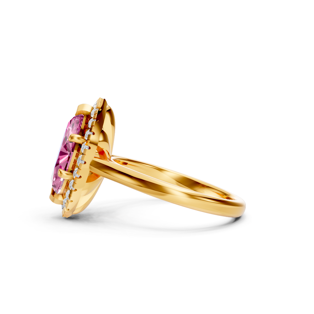 Pink Sapphire Marquise Halo Ring