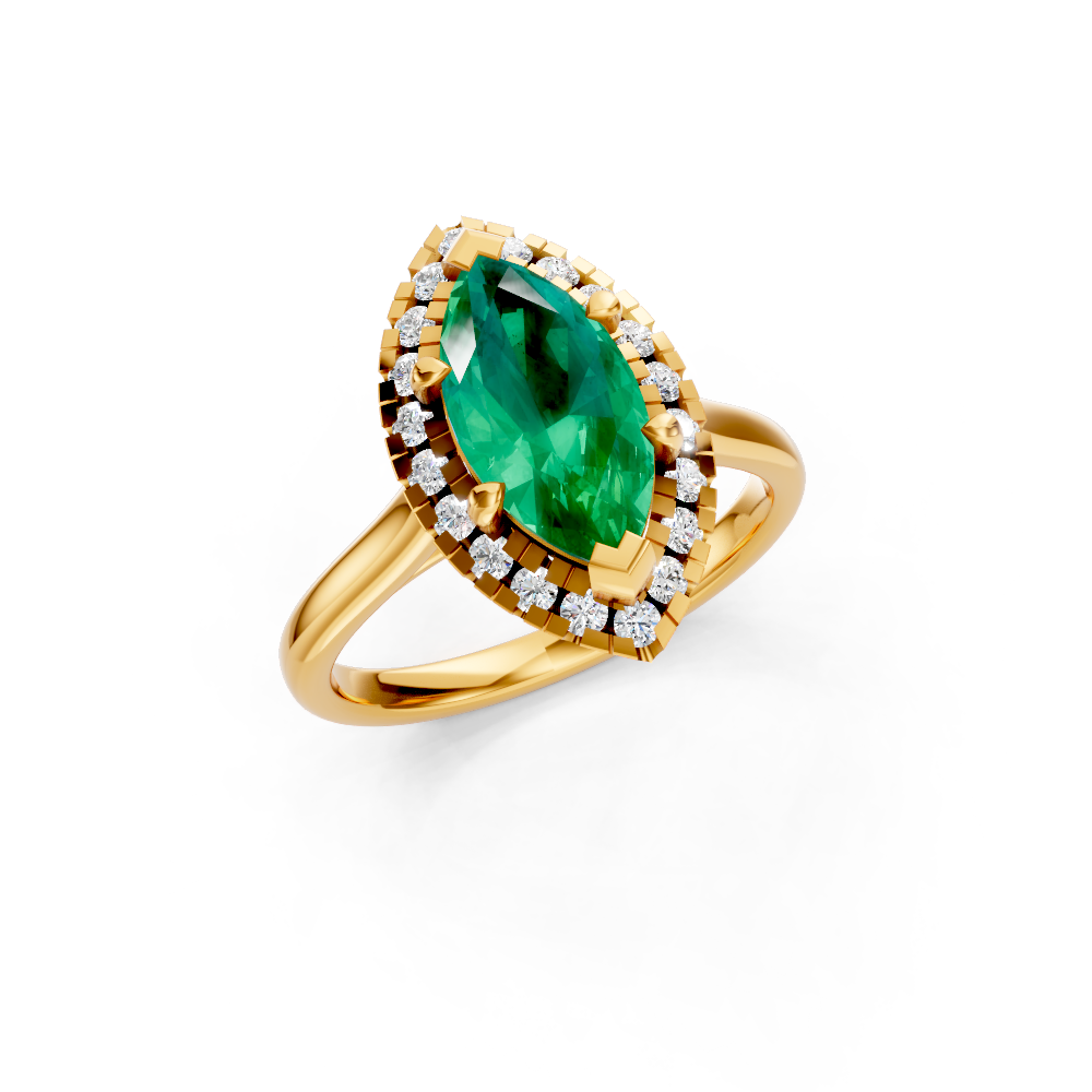 Colombian Emerald Marquise Halo Ring