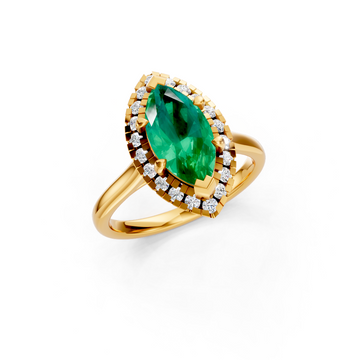 Colombian Emerald Marquise Halo Ring