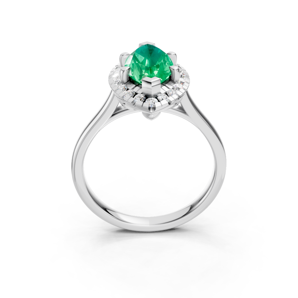 Colombian Emerald Marquise Halo Ring