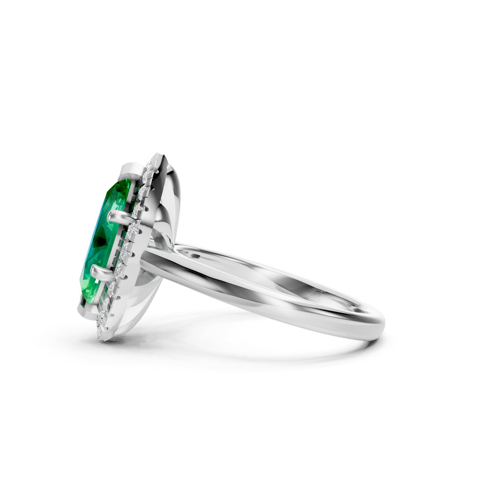 Colombian Emerald Marquise Halo Ring
