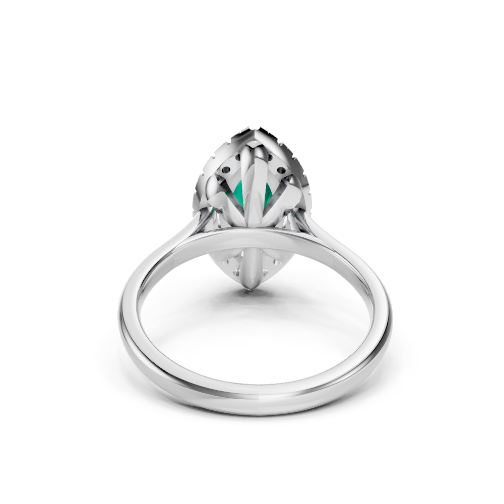 Colombian Emerald Marquise Halo Ring