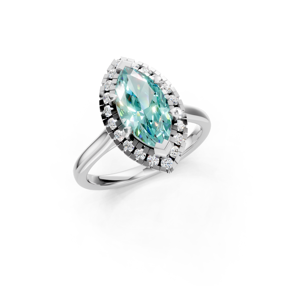 Paraiba Tourmaline Marquise Halo Ring