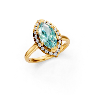 Paraiba Tourmaline Marquise Halo Ring