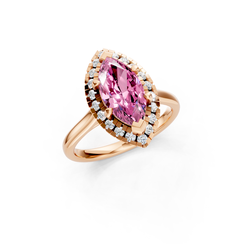 Pink Sapphire Marquise Halo Ring