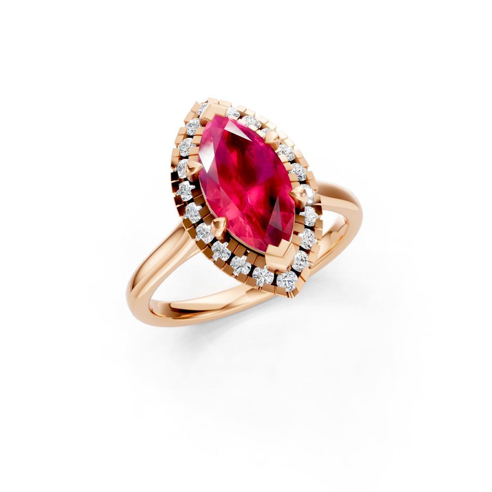 Ruby Marquise Halo Ring