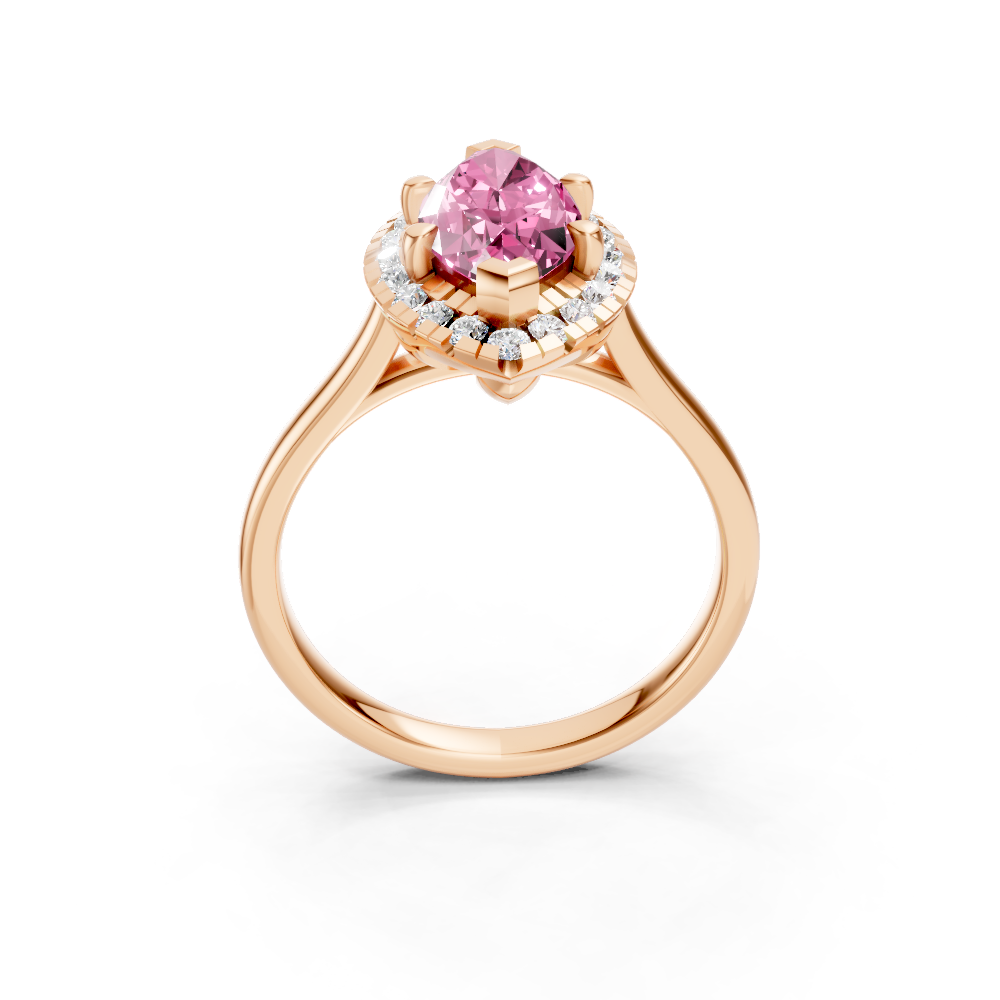 Pink Sapphire Marquise Halo Ring