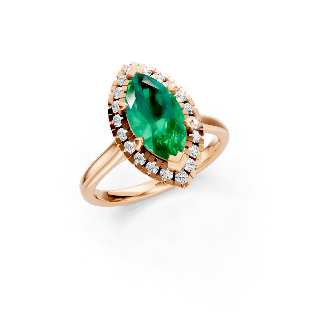 Colombian Emerald Marquise Halo Ring