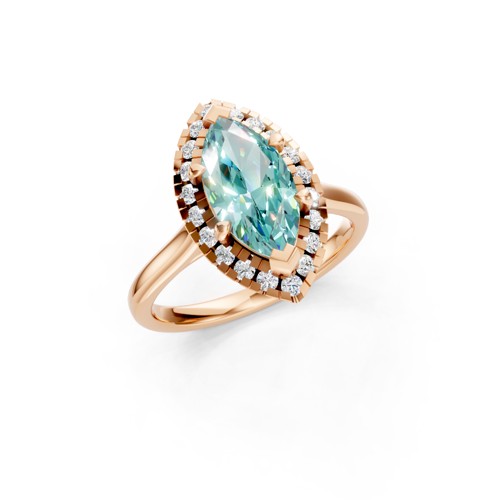 Paraiba Tourmaline Marquise Halo Ring