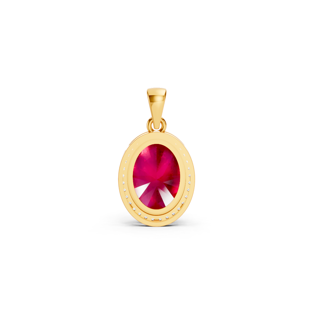 Ruby Oval Halo Pendant