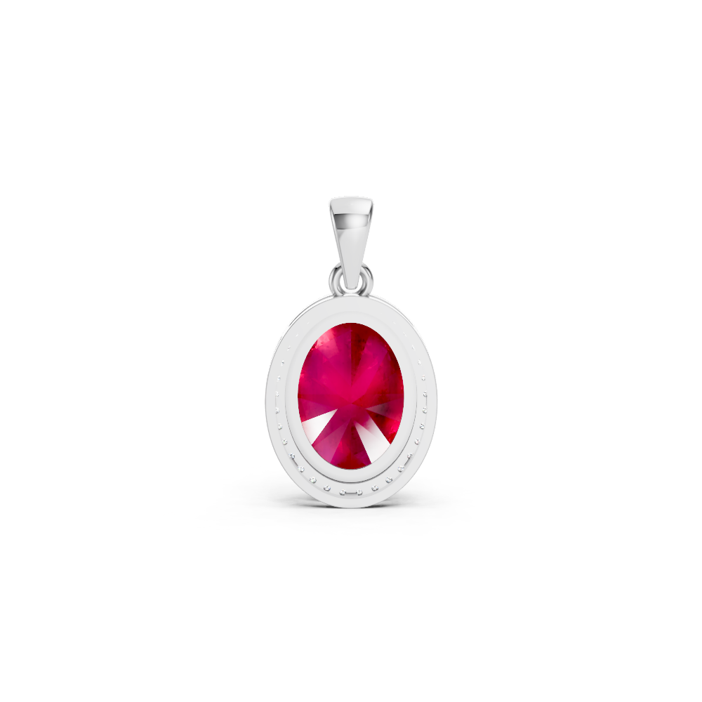 Ruby Oval Halo Pendant