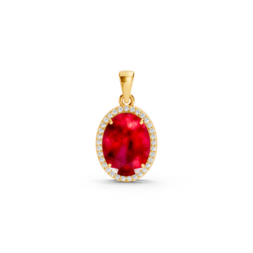 Ruby Oval Halo Pendant