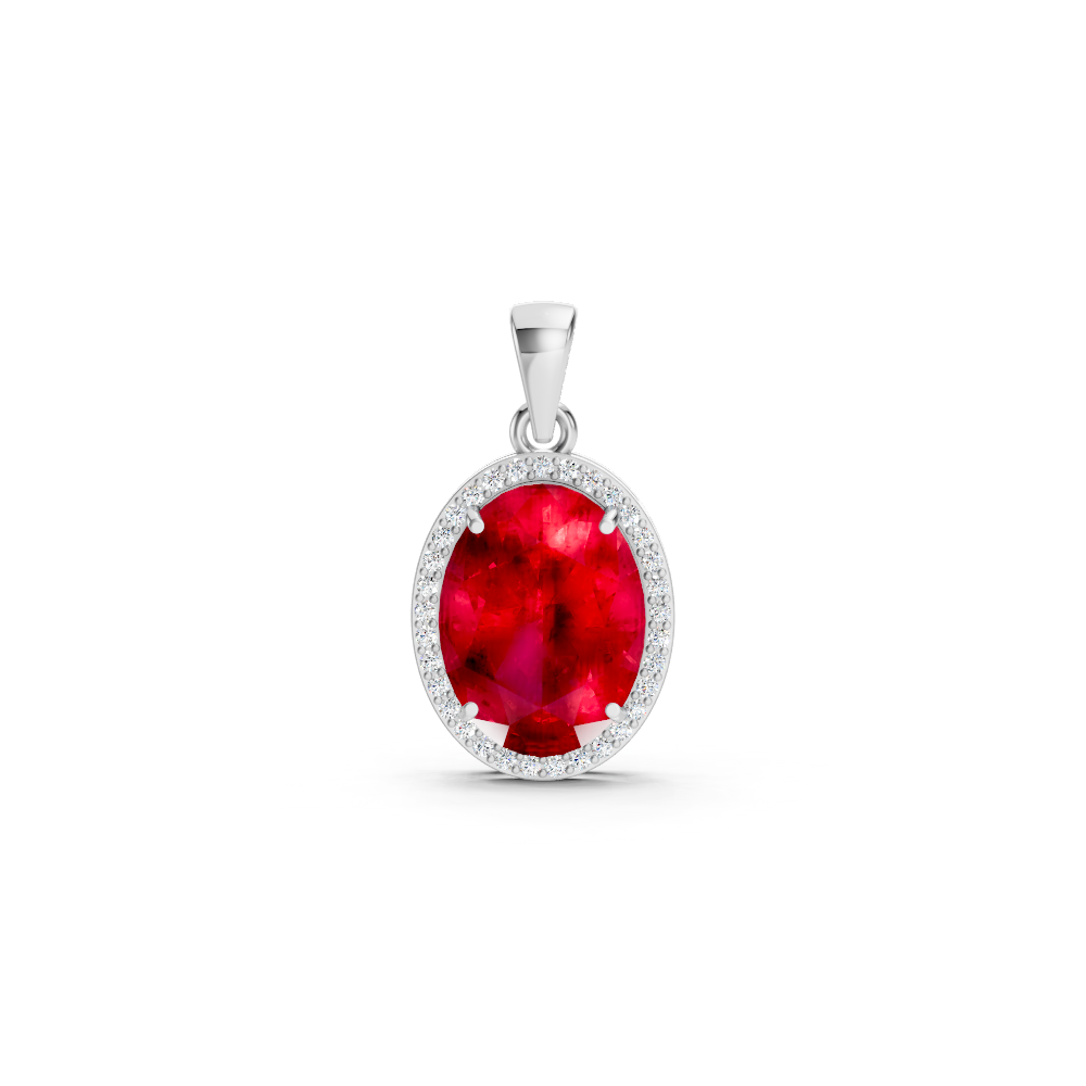 Ruby Oval Halo Pendant