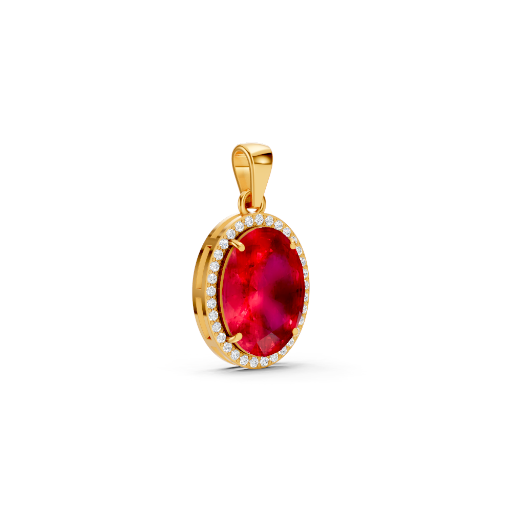 Ruby Oval Halo Pendant