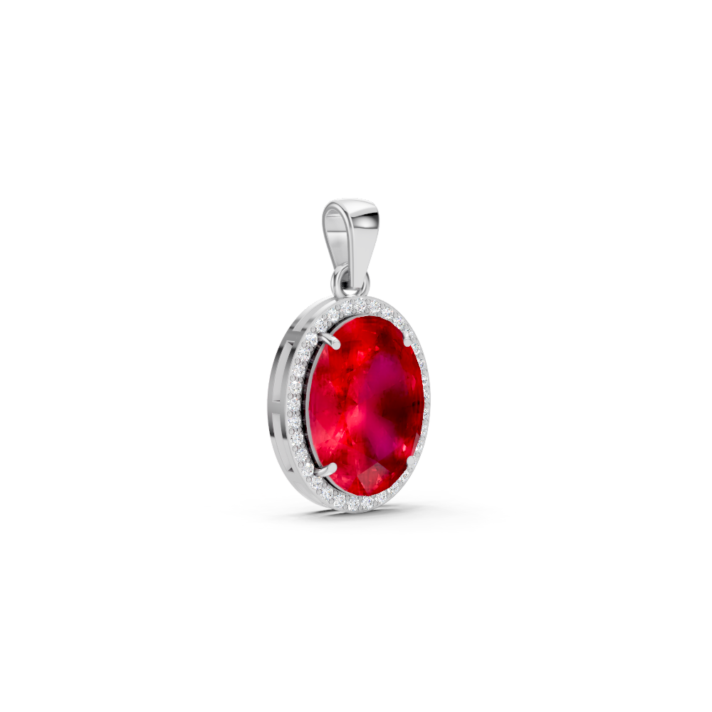 Ruby Oval Halo Pendant