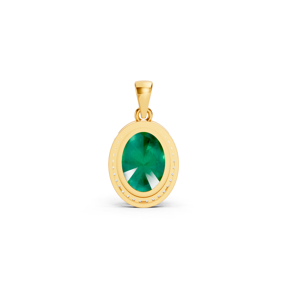Colombian Emerald Oval Halo Pendant