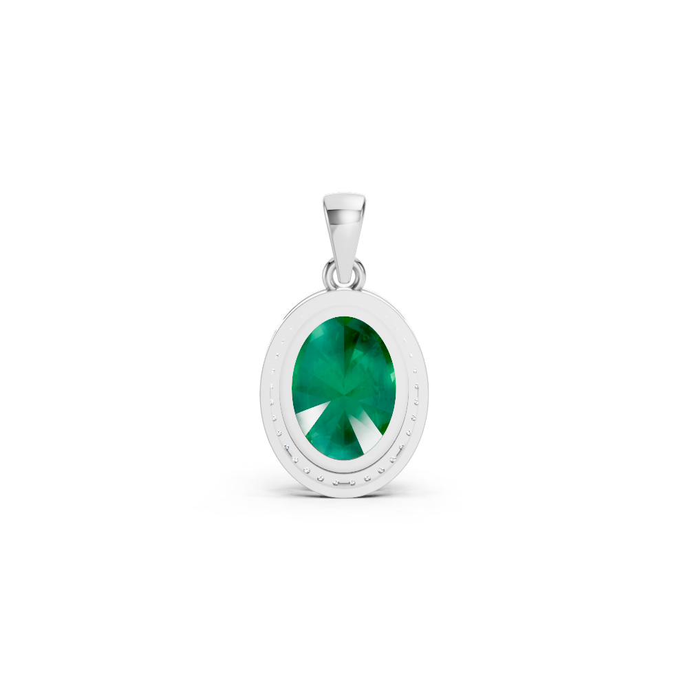 Colombian Emerald Oval Halo Pendant
