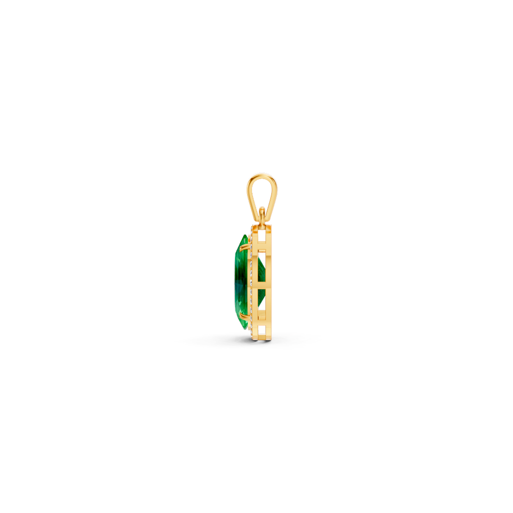 Colombian Emerald Oval Halo Pendant