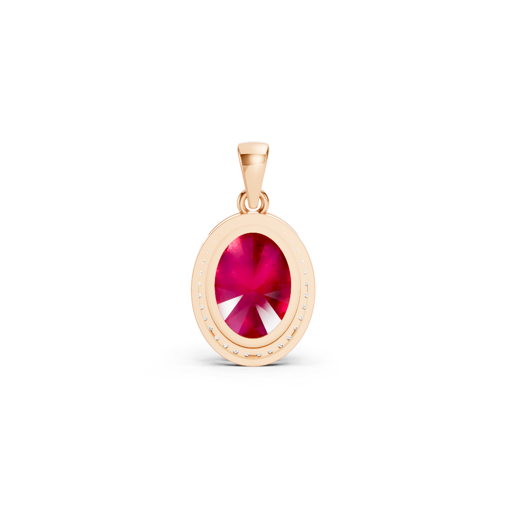 Ruby Oval Halo Pendant