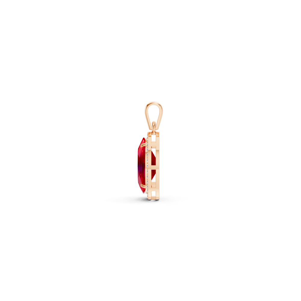 Ruby Oval Halo Pendant