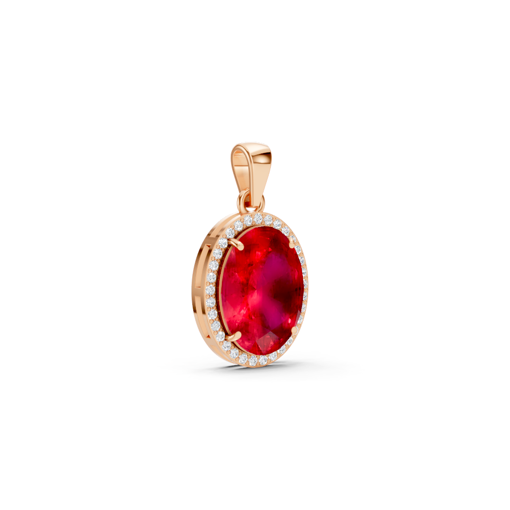 Ruby Oval Halo Pendant