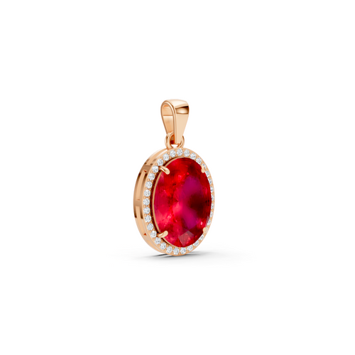 Ruby Oval Halo Pendant