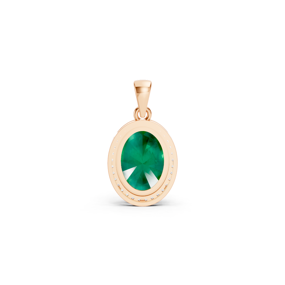 Colombian Emerald Oval Halo Pendant
