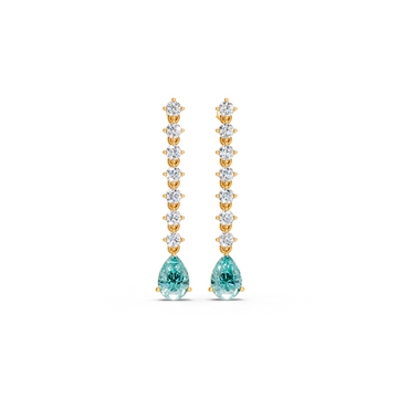 Paraiba Tourmaline  Pear Drop Earrings with Diamond Tennis Chain