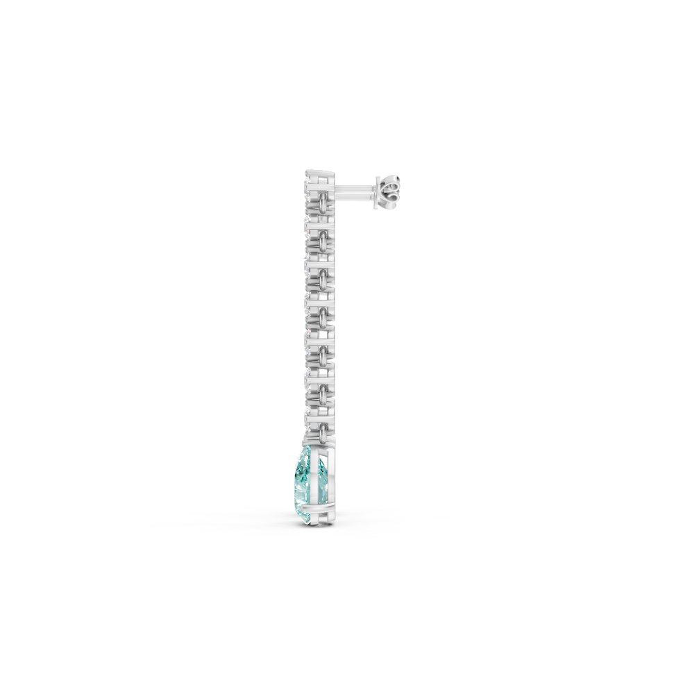 Paraiba Tourmaline  Pear Drop Earrings with Diamond Tennis Chain