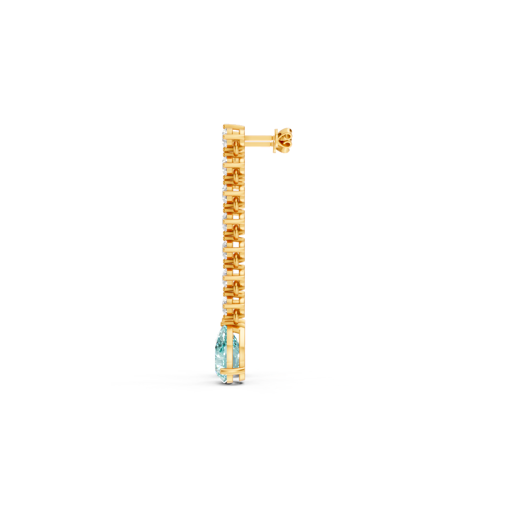 Paraiba Tourmaline  Pear Drop Earrings with Diamond Tennis Chain