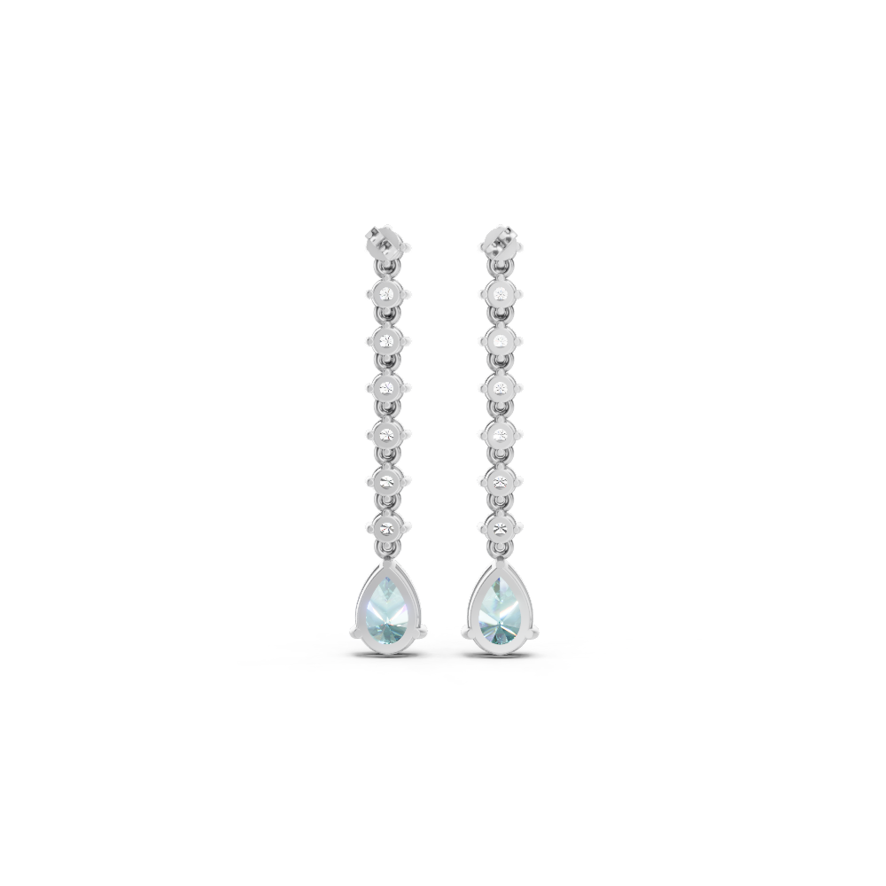 Paraiba Tourmaline  Pear Drop Earrings with Diamond Tennis Chain