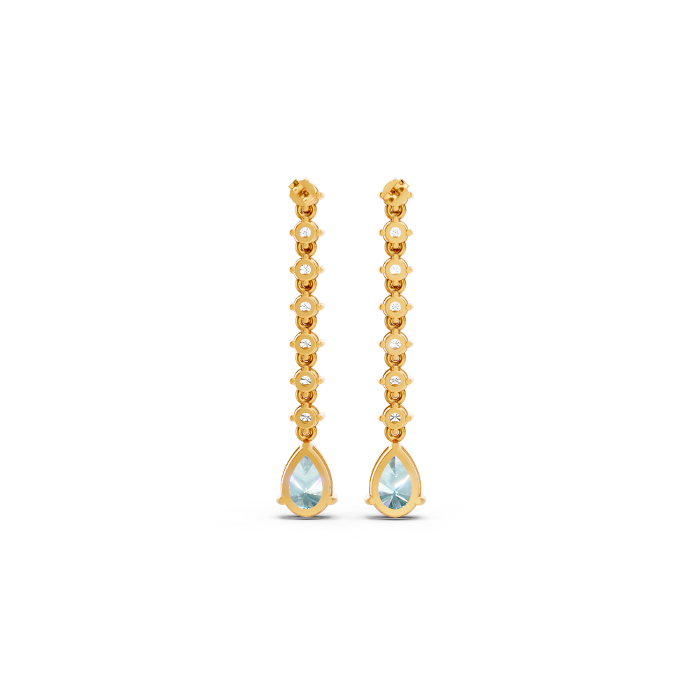 Paraiba Tourmaline  Pear Drop Earrings with Diamond Tennis Chain
