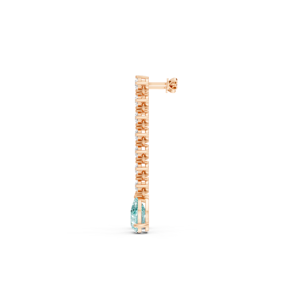 Paraiba Tourmaline  Pear Drop Earrings with Diamond Tennis Chain
