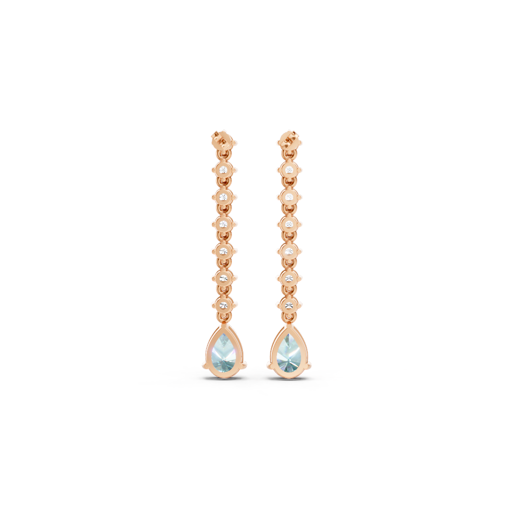 Paraiba Tourmaline  Pear Drop Earrings with Diamond Tennis Chain