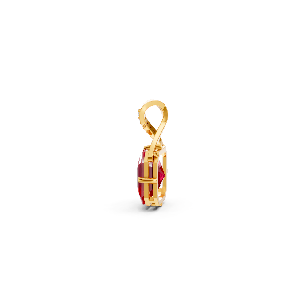 Ruby Asscher Solitaire Pendant with Diamond Crossover Bail