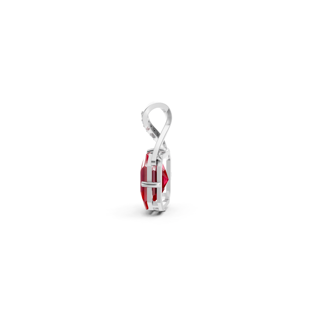 Ruby Asscher Solitaire Pendant with Diamond Crossover Bail