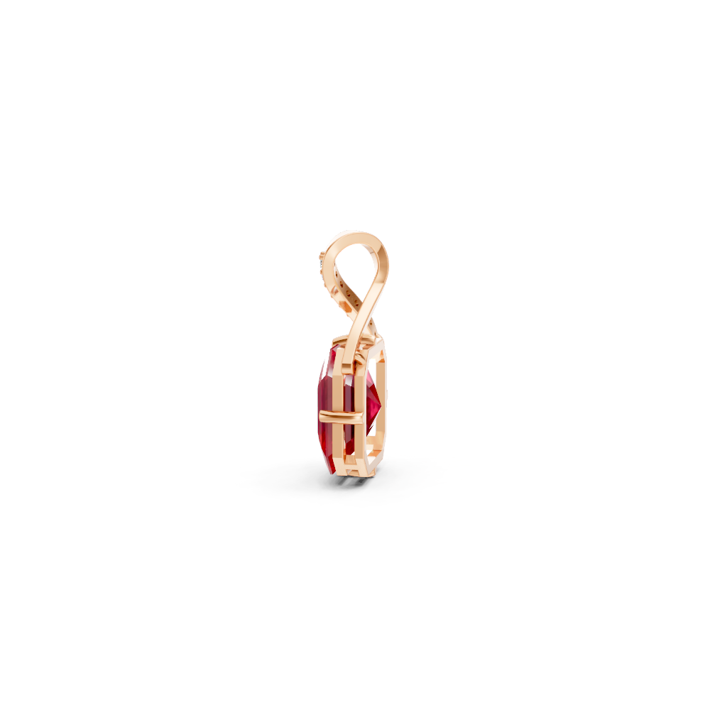 Ruby Asscher Solitaire Pendant with Diamond Crossover Bail