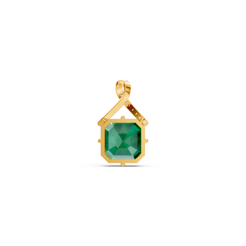 Colombian Emerald Asscher Solitaire Pendant with Diamond Crossover Bail