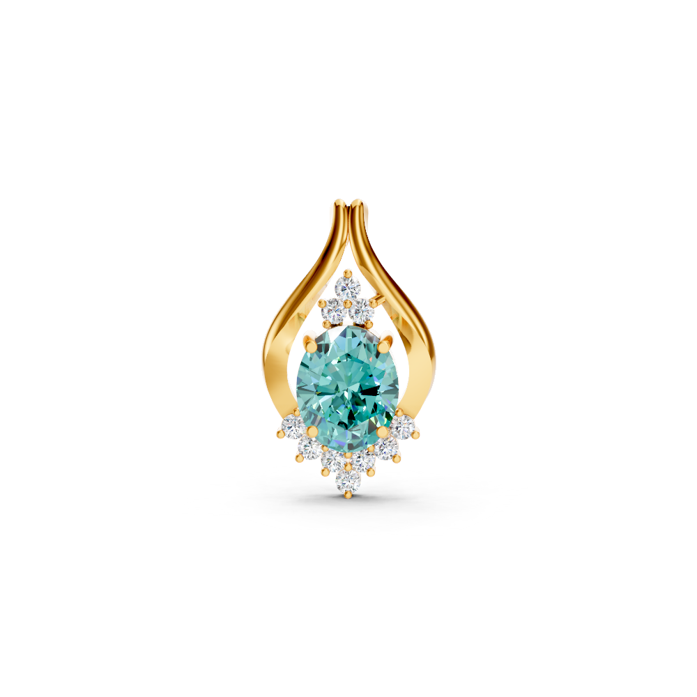Paraiba Tourmaline Oval Pendant with Diamond Accents