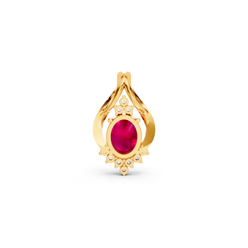 Ruby Oval Pendant with Diamond Accents